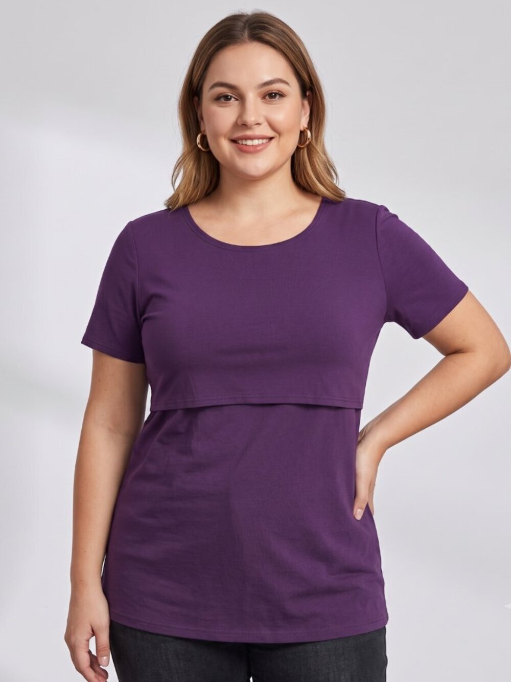 NWT Purple Nursing Maternity Short Sleeve T-Shirt – Size XXL